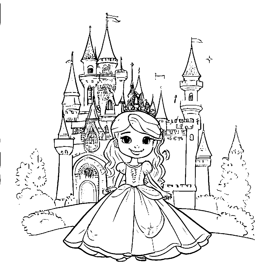 Princess coloring page printable for kids